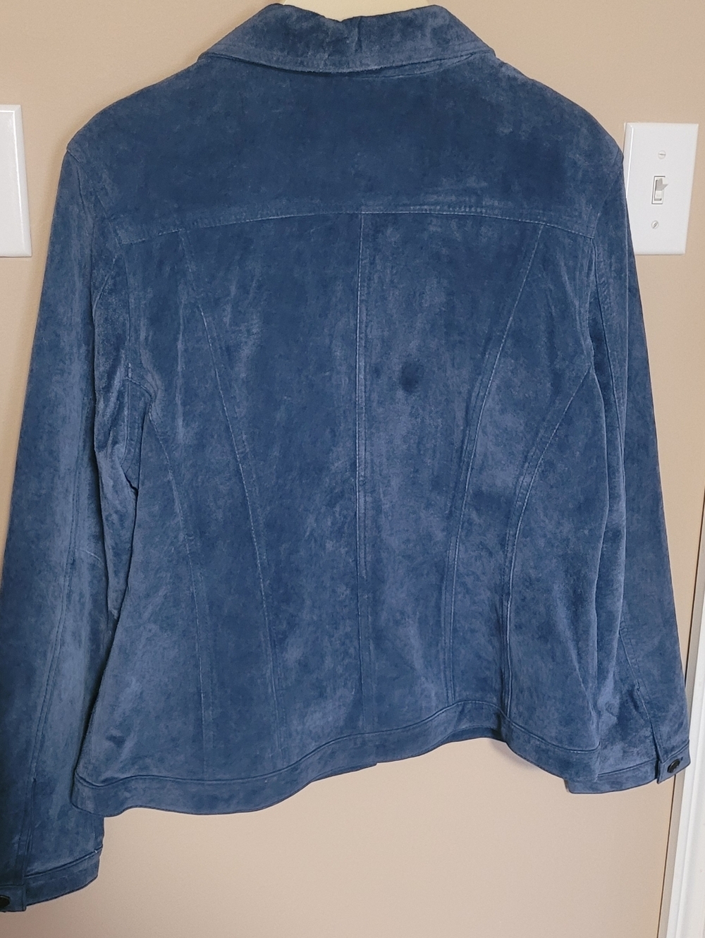 Blue Suede Button-Front Jacket - Picture 2 of 6